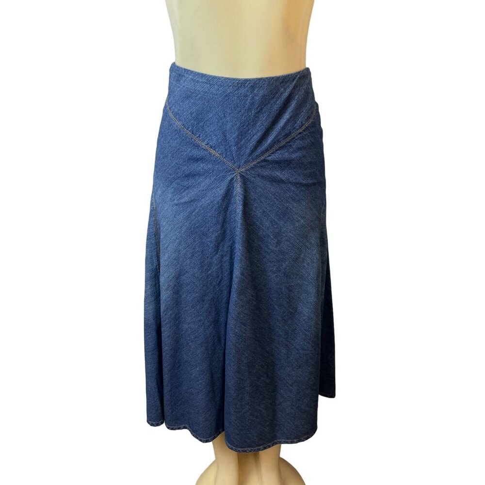 Lauren Jeans Co. Women's Blue Denim A- Line  Long Skirt Sz 14